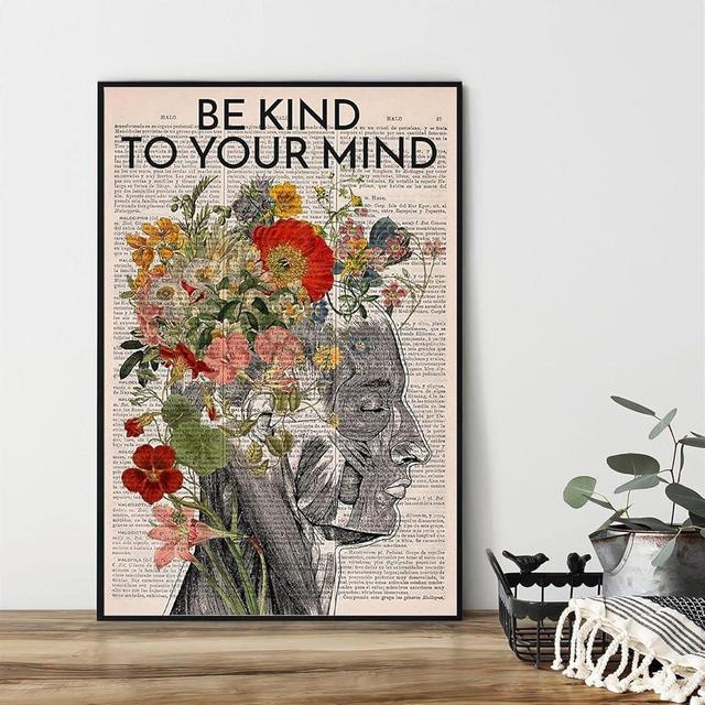 Vintage Metal Tin Sign Be Kind to Your Mind Poster, Self Love Art, Self Care Awareness, Mental Health Poster, Mental Health Art, Self Care Art, Love Yourself Wall Poster Plaque 8x12 Inch