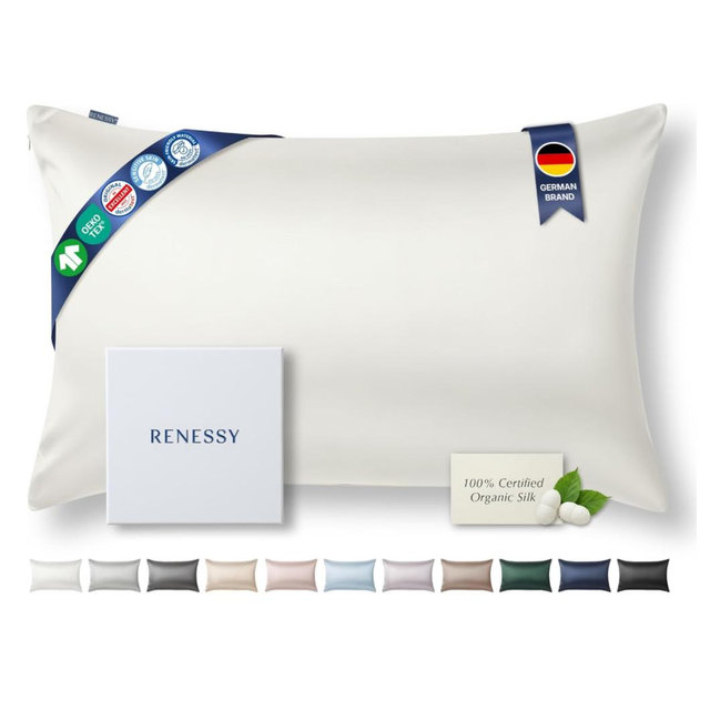 Organic Silk Pillowcase QUEEN Size (Color: Organic Silk Off-White)