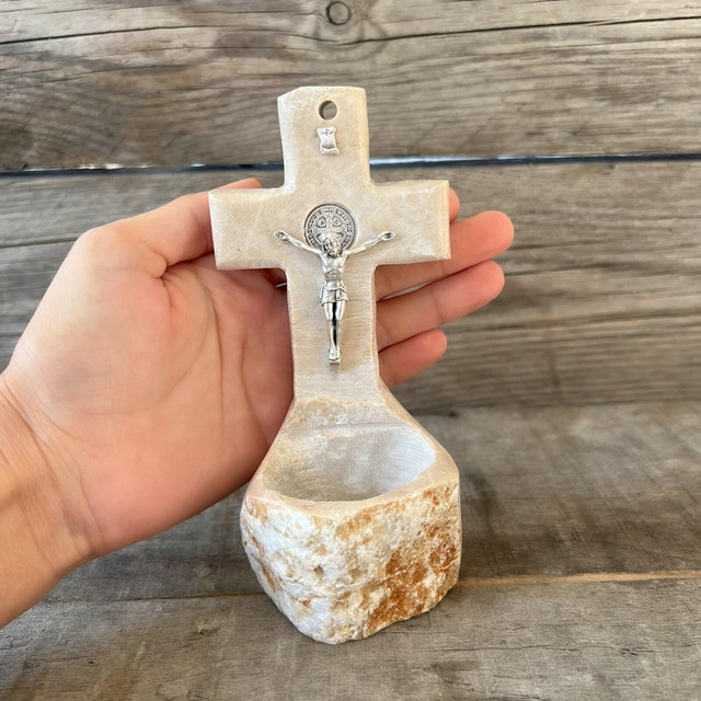 Holy Water Font, Handmade Gift Made Of Stone, Catholic Religious Custom Home Christianity Church Confirmation Communion Baptism Christmas