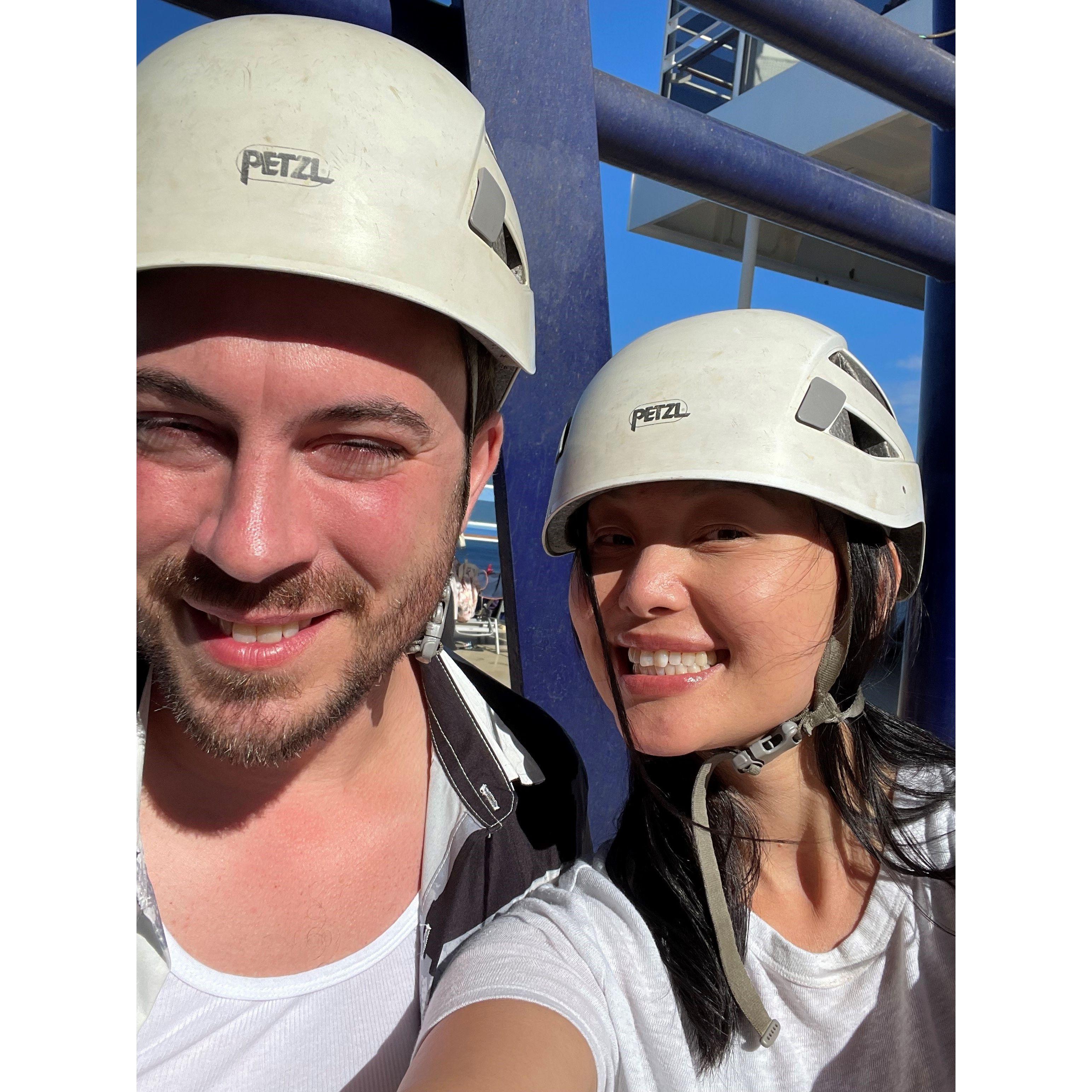 We did our first rock climbing together!