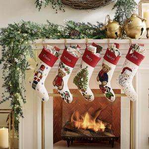 Bear with Bow Needle Point Stocking