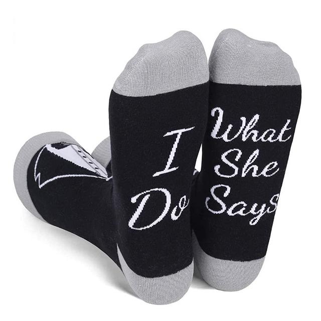 HAPPYPOP Groom Bride Best Man Father of Bride Groom Mother of Bride Groom I Do  Weeding Socks Engaged Gifts