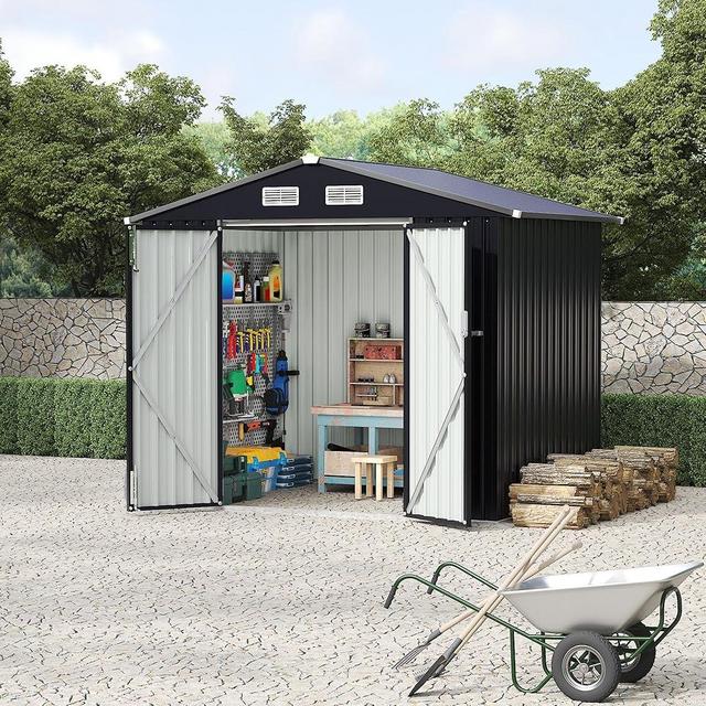 6x8 FT Metal Storage Sheds Outdoor, MetalTool Shed with Lockable Door, MetalYard Sheds Garden Shed Kit, Metal UtilitySheds Buildings with Air Vent for Backyard Garden Patio Lawn