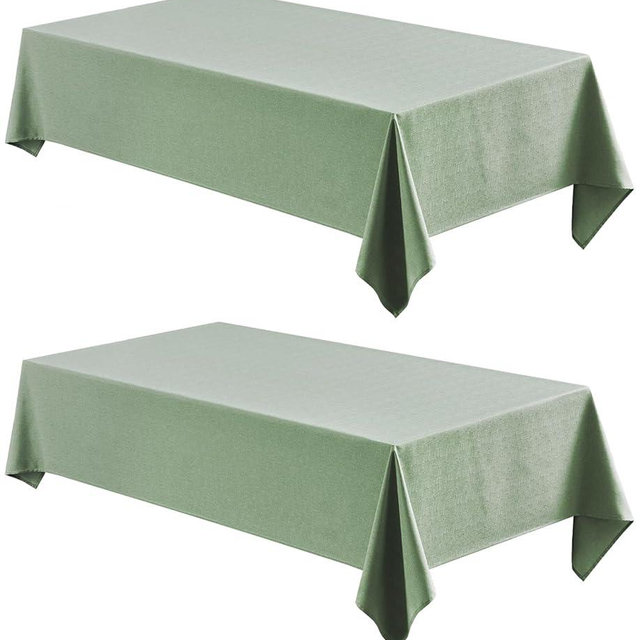 Veblandy 2 Pack Rectangle Tablecloth, 52x70 inch, Water Resistant Wrinkle Free Linen Textured Table Cloth Washable, Decorative Fabric Table Cover for Dining, Party and Camping, Sage Green