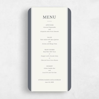Grey Rounded Wedding Menu - Weyers