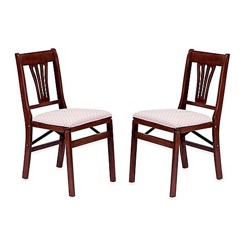 Stakmore Urn Back Wood Folding Chairs in Cherry (Set of 2)