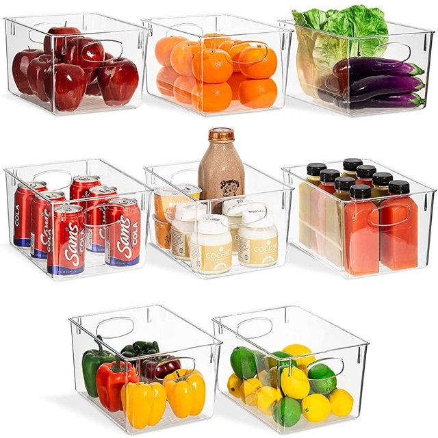 Sorbus Clear Fridge Bins - Refrigerator & Pantry Containers with Handles - Nesting Design - Kitchen, Refrigerator, Food Pantry, Bathroom, & Closet Organization