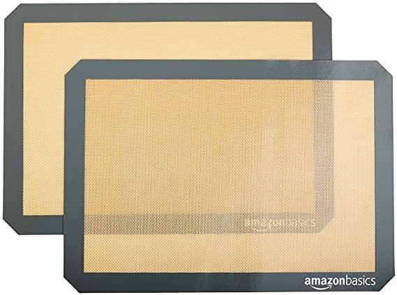 AmazonBasics Silicone, Non-Stick, Food Safe Baking Mat - Pack of 2