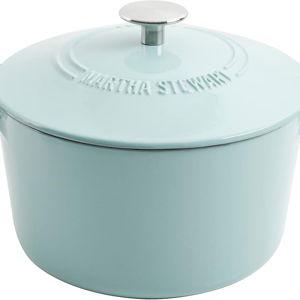 MARTHA STEWART Gatwick 7-Quart Enamel Cast Iron Dutch Oven – Martha Blue – Durable Heavy-Duty Dutch Oven for Slow Cooking, Braising & Baking