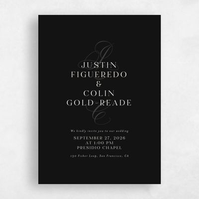 Black Wedding Invitation - Cortona Portrait