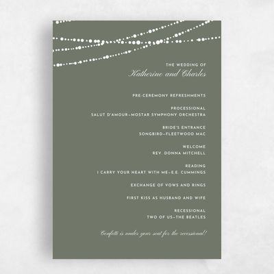 Dark Sage, Green Wedding Program - Moonlight