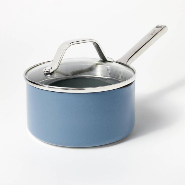 1.5qt Nonstick Ceramic Coated Aluminum Sauce Pan Blue - Figmint™