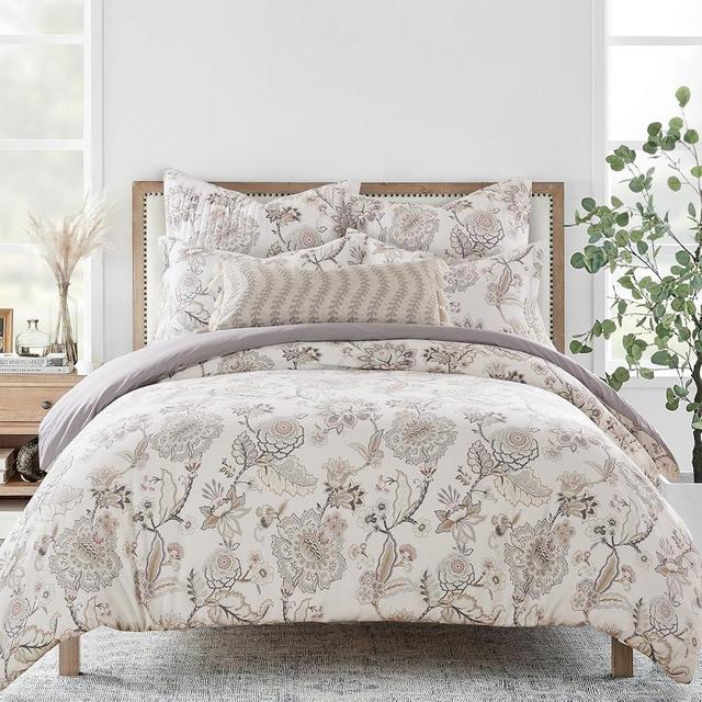 Levtex Home - Ophelia Blush Comforter Set - King Comforter + Two King Pillow Cases - Floral - Taupe Grey Cream Blush - Comforter (106 x 94in.) and Pillow Case (36 x 20in.) - Rayon