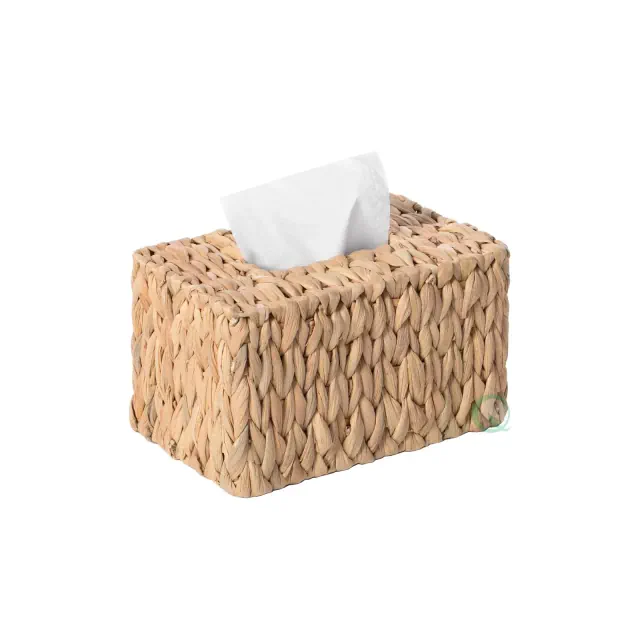 Vintiquwise Water Hyacinth Wicker Rectangular Tissue Box Cover - Tall, Size of a Kleenex Tissue Box