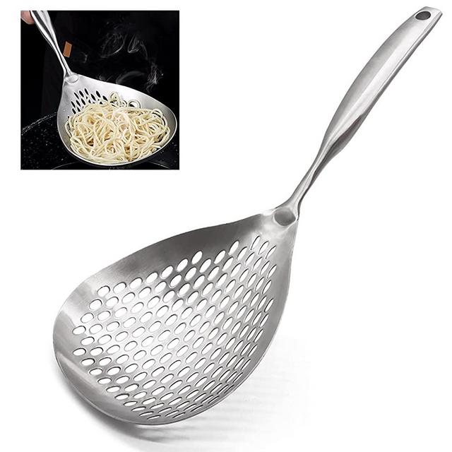 KAYCROWN Skimmer Slotted Spoon, 304 Stainless Steel Skimmer Ladle Skimmer Spoon Spider Strainer for Cooking and Frying, Pasta Strainer Spoon Frying Spoon Kitchen Cooking Colander Spoon
