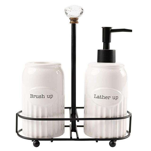 Mud Pie Toothbrush and Soap Knob Caddy Set