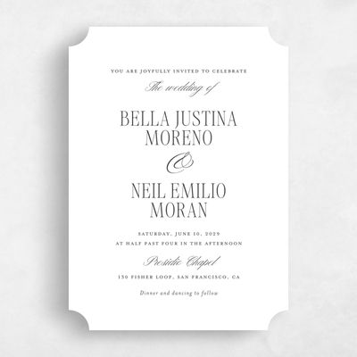 White Simple Wedding Invitation - Roscana Portrait