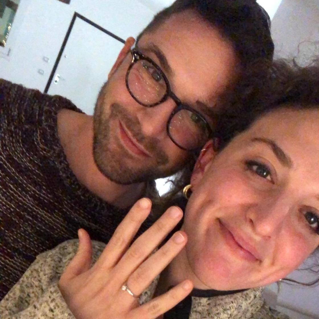 didn't exactly get the "look cute on engagement day" memo