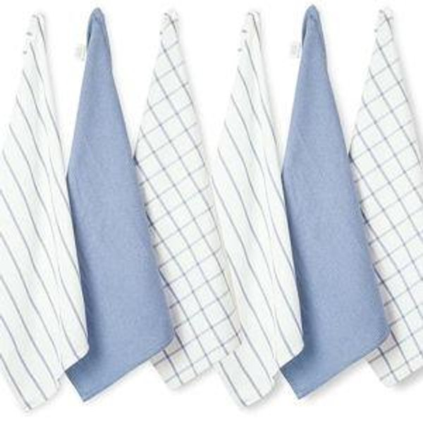 Linen Kitchen Towels Set of 6 - Indigo