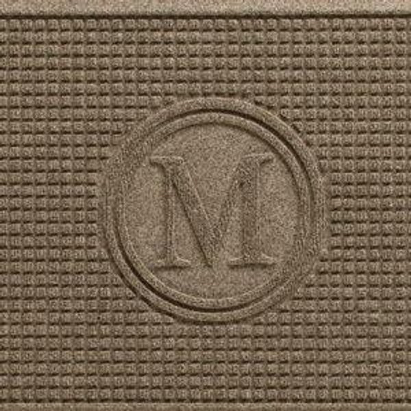 “L” WaterHog® Squares Monogrammed Doormat - Camel Color
