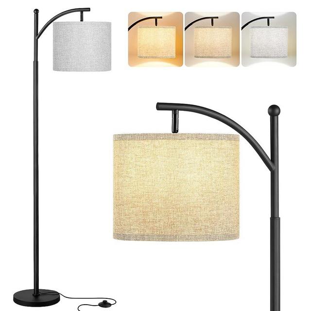 Ambimall Floor Lamps for Living Room with 3 Color Temperatures, Standing Lamp Tall with Adjustable Grey Shade, Tall Lamps for Living Room Bedroom Office Classroom Dorm Room, 9W Bulb Included