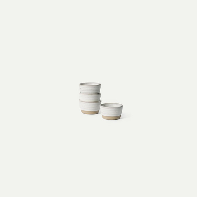 Mora Nano Ramekins Set of 4, 2oz Ceramic Pottery Sauce Cups - Microwave, Oven and Dishwasher Safe - Oat