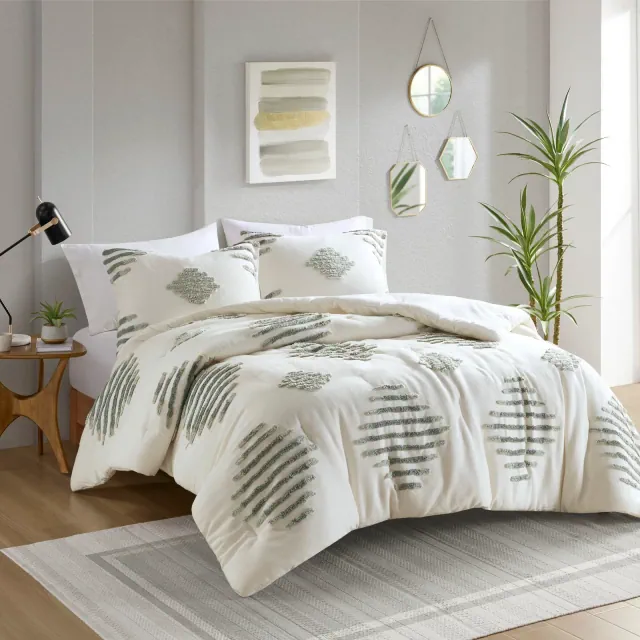 3 Pcs Elegant Casual Tufted Chenille Cotton Comforter Set,All Season Fluffy Bedding Set,Cozy Home Textile fits Lux Bedroom