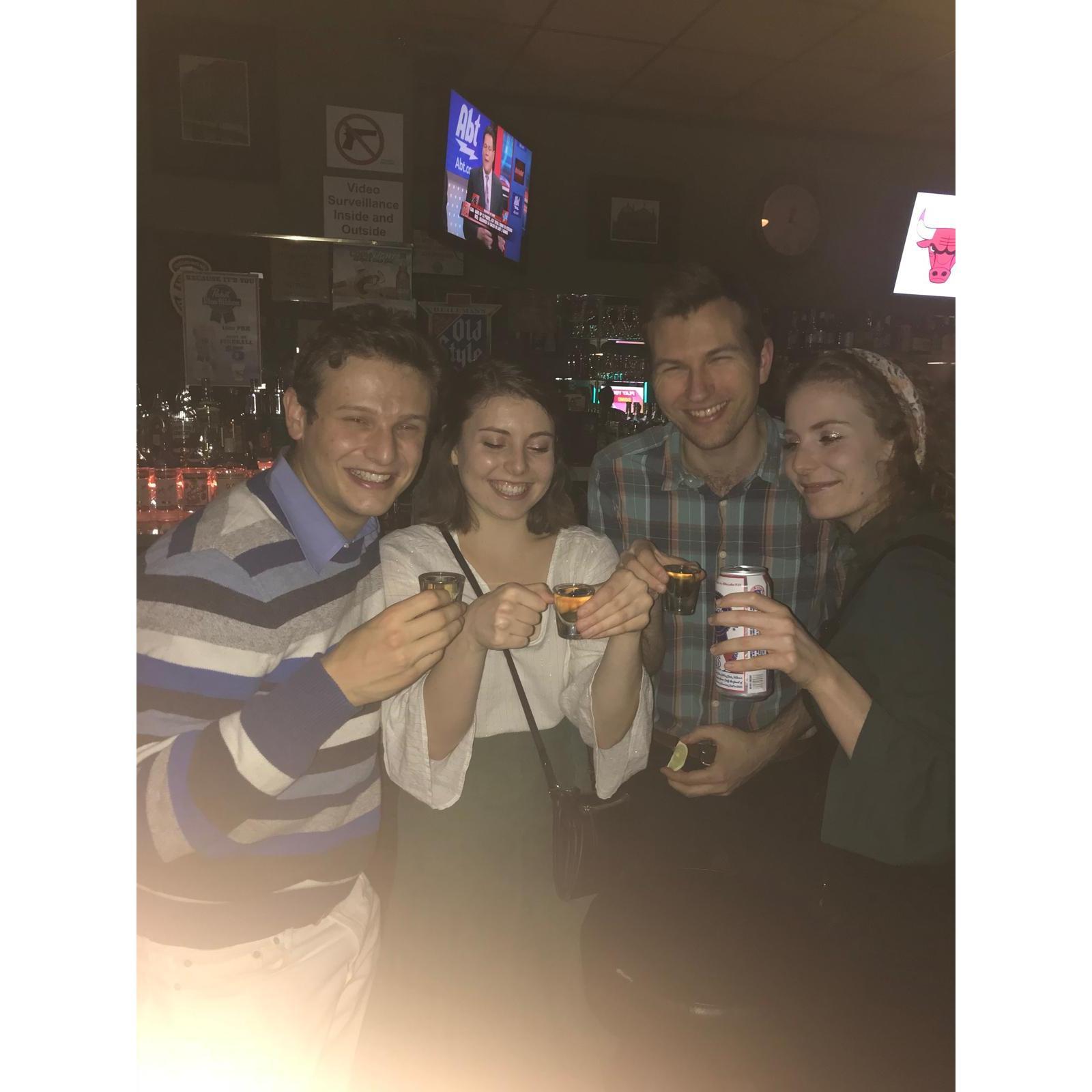 Our first ever photo together (feat. Colin and Kayla)
