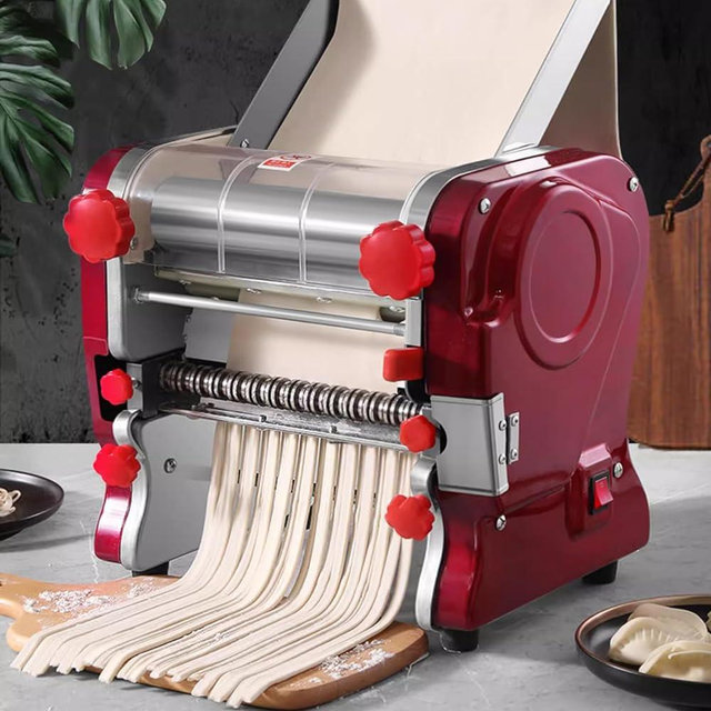 LEONEBEBE Commercial Electric Pasta Maker Machine – Stainless Steel Noodle Press with 3MM/9MM Dual Blades – Adjustable Dough Thickness (0.3-5mm) for Spaghetti Lasagna Linguine – Home & Restaurant Use
