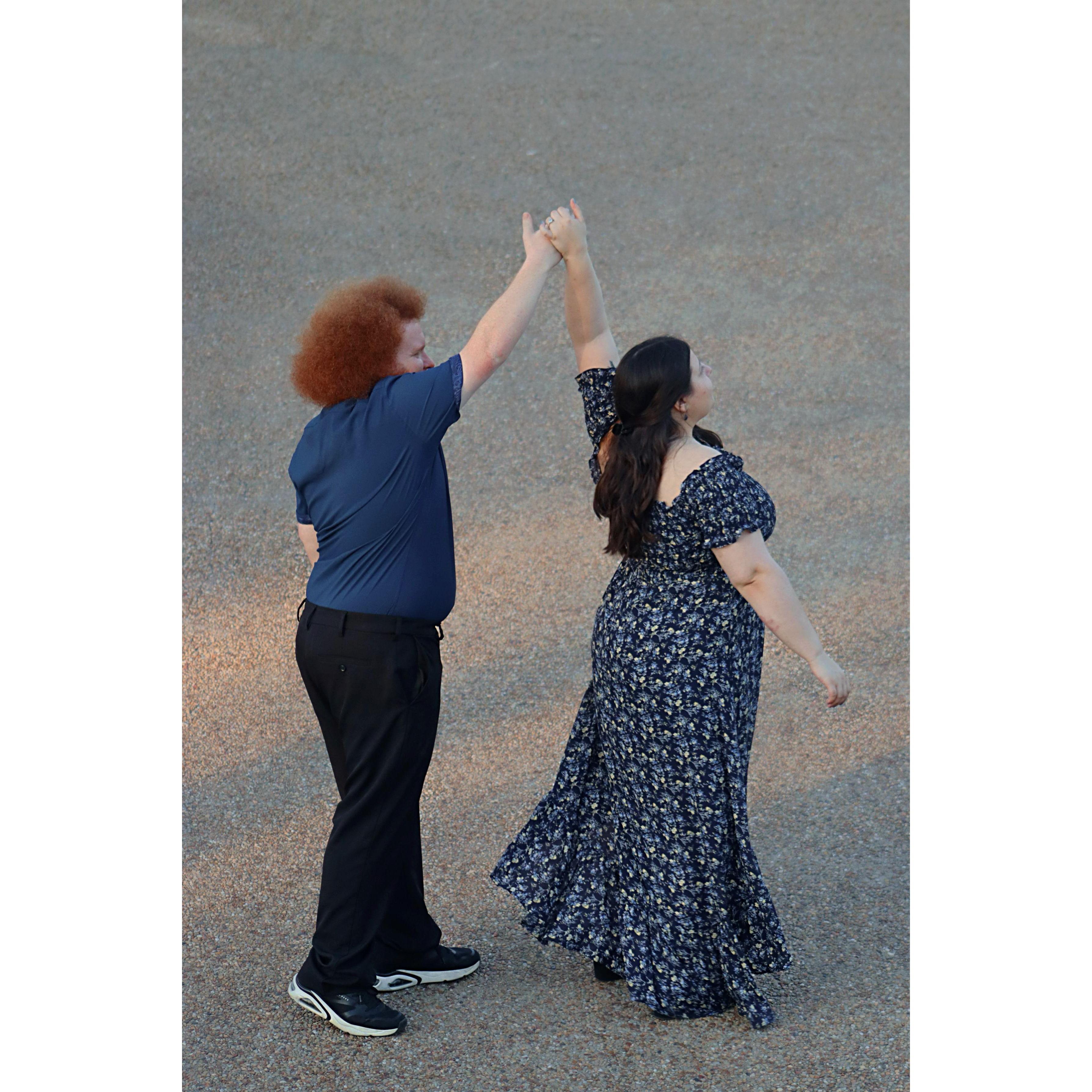 When our photographer asked us to dance and twirl, I (Kalina) could not get the hang of it.