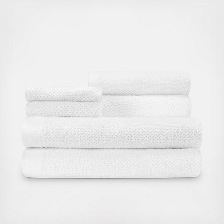 Caro Home 6 Piece Crinkle Towel Set - White Neutral