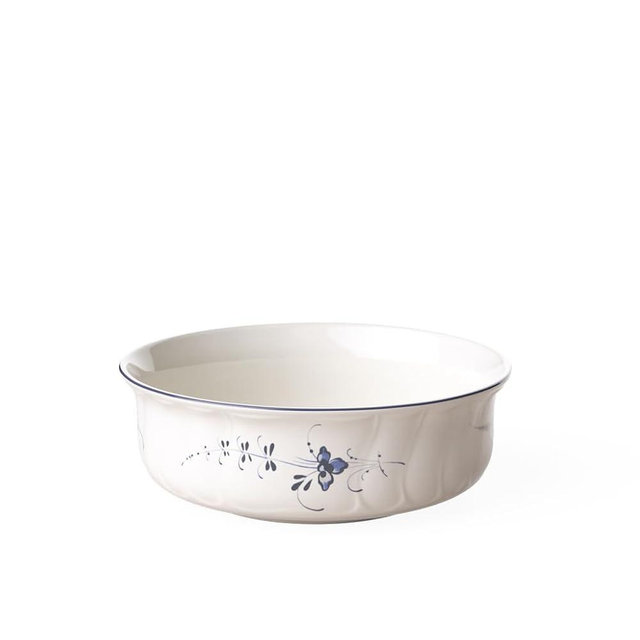 Villeroy & Boch Vieux Luxembourg Round Vegetable Bowl, 8 in, Premium Porcelain, White/Blue
