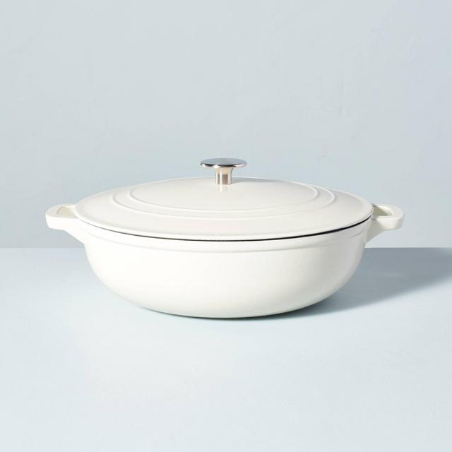 4.5qt Enameled Cast Iron Braiser Sour Cream - Hearth & Hand™ with Magnolia