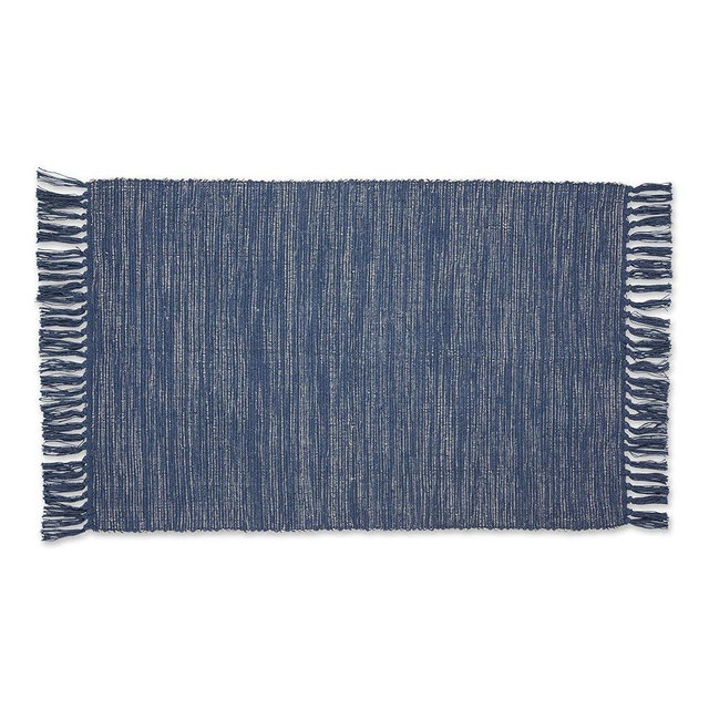 DII Woven Rugs Collection Ribbed Reversible Cotton, 2x3', French Blue & Off-White