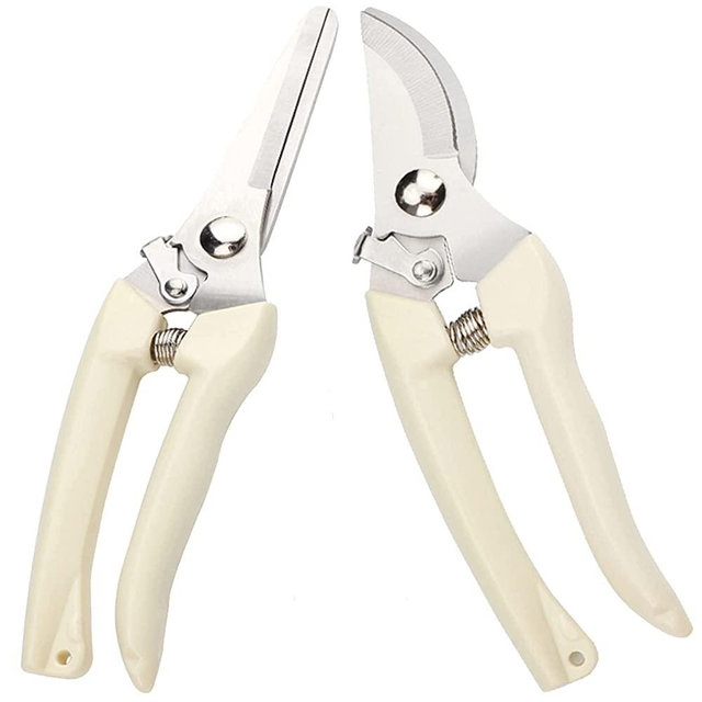 Professional garden scissors, newly design pruning shears for gardening, plants clippers for cut floral, rose, fruit and wood, MEPEREZ 8-inches 2-pack white pruners, yard tools for trimmers