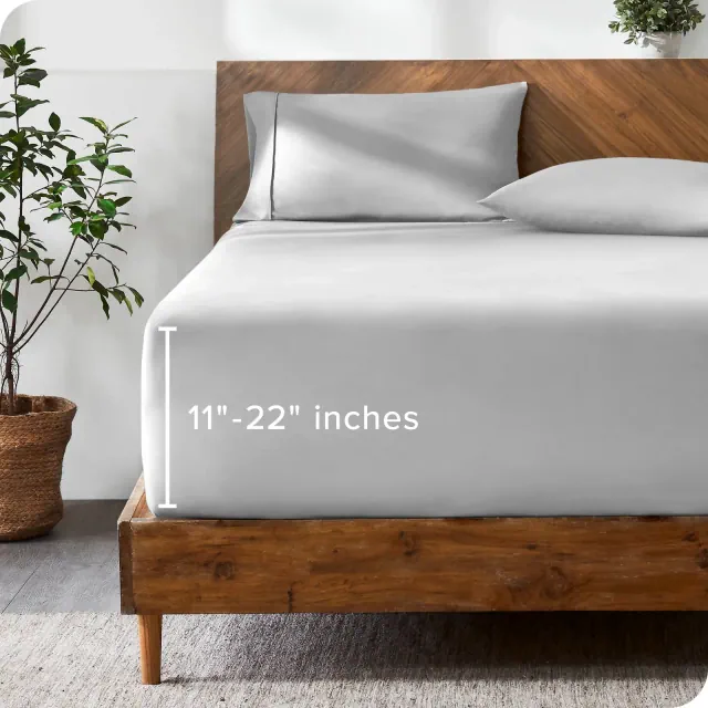 22 Inch Extra Deep Pocket Ultra-Soft Easy Care Fitted Sheet by Bare Home - Queen, Cloud Grey