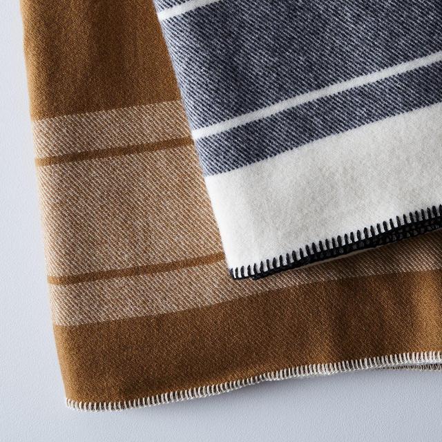 Amana Camp Blanket, White and Navy by Amana Woolen Mill