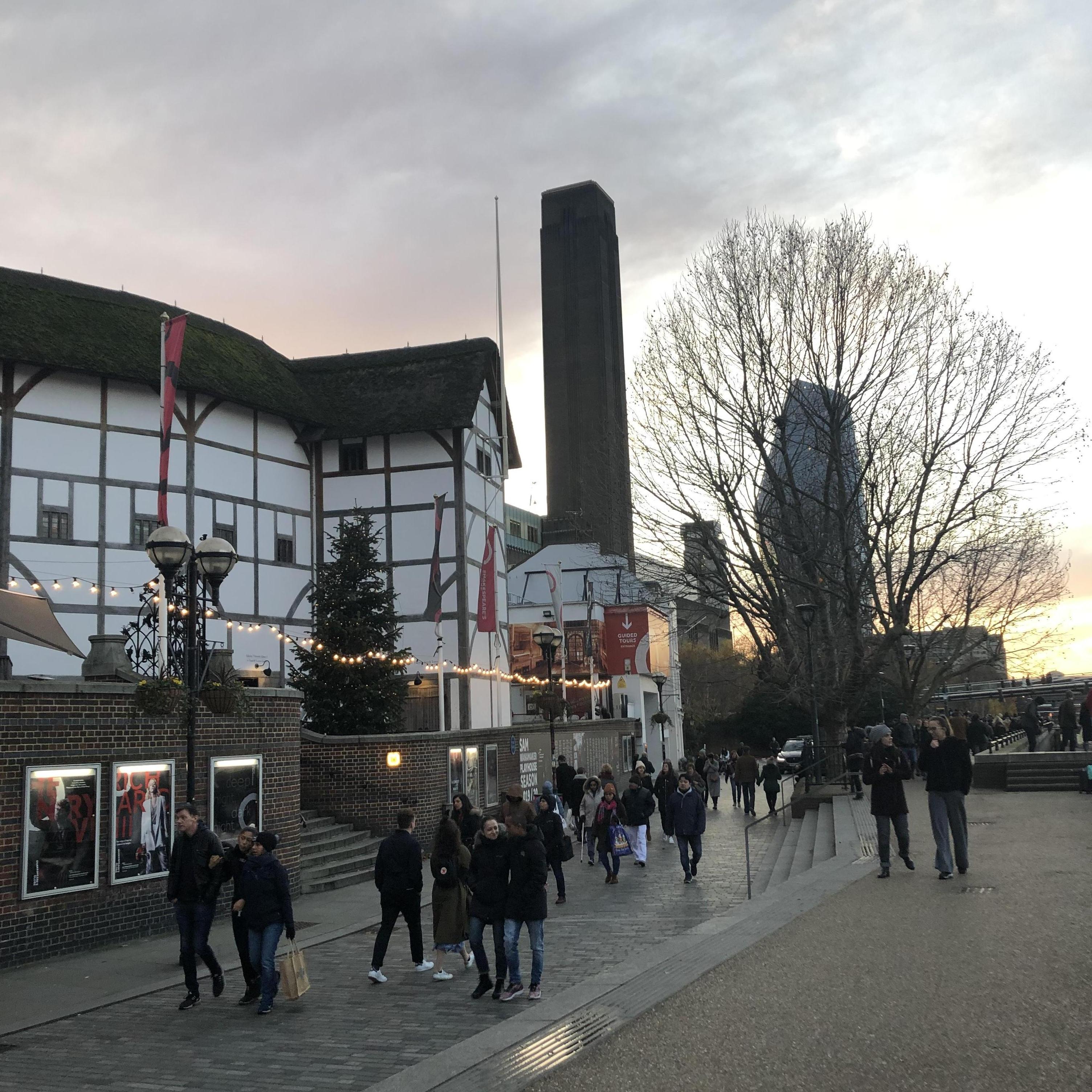 We love to walk along the Southbank of the Thames- here’s a glimpse of Shakespeare’s Globe Theatre.