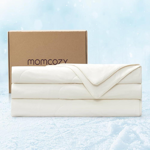 Momcozy Life CoolMurm Cooling Comforter for Hot Sleepers, King/Cali King 106"x90" Soft Breathable Pregnancy Cooling Blanket, 3-Second Cooling, 8 Hours+ Stay Cool All Night, Ivory White