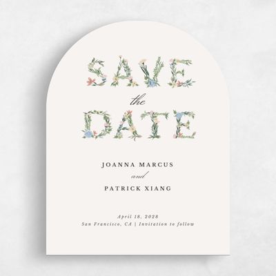 Beige Arch Wedding Save the Date - Laurelwood Type