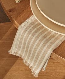 Frayed Linen Napkin (Natural Stripe)