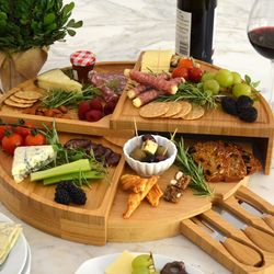 Picnic at Ascot, Multi Level Engraved 4-Piece Charcuterie Board