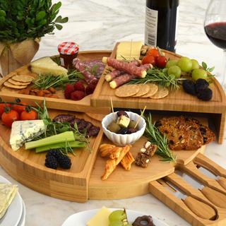 Multi Level Engraved 4-Piece Charcuterie Board & Tool Set