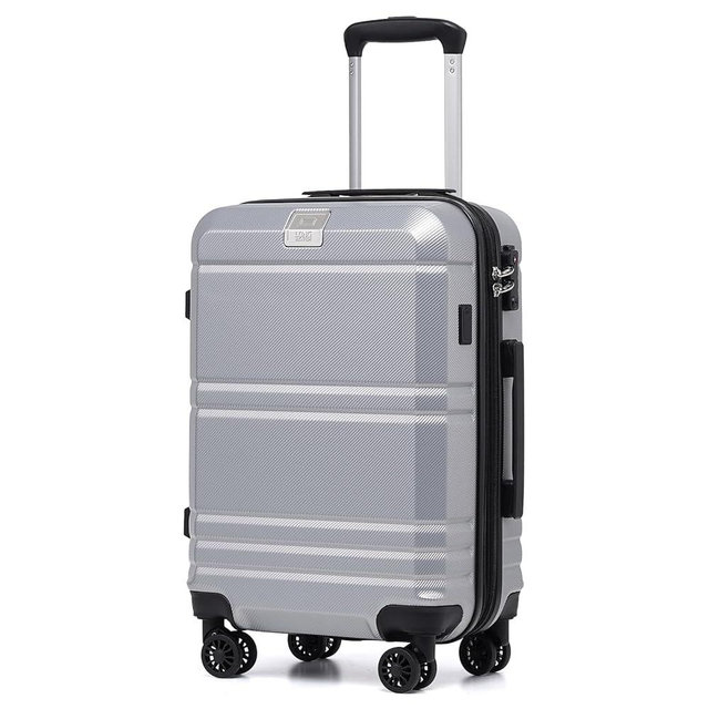 LONG VACATION Hardside Expandable Carry On Luggage, Suitcase with Spinner Wheels TSA Lock, Luggage with USB Port (Sliver, 20 INCH)