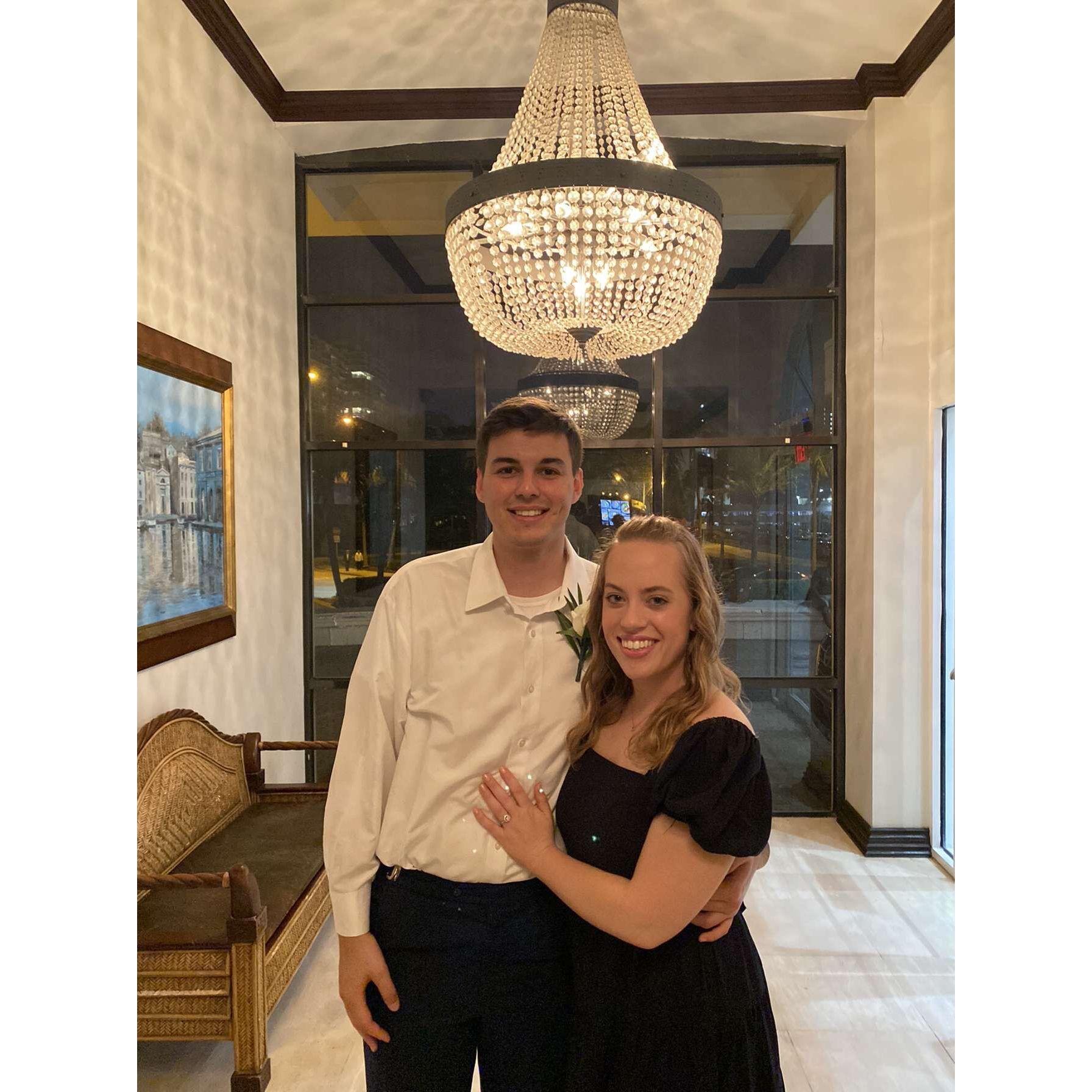 Shaina and Damon at their friend's wedding in Miami