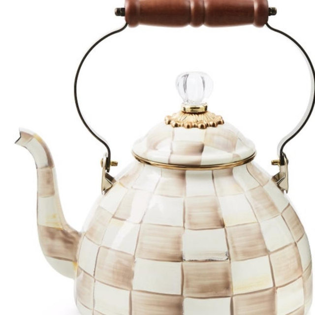 Courtly Check 2 Quart Tea Kettle - Mocha Check