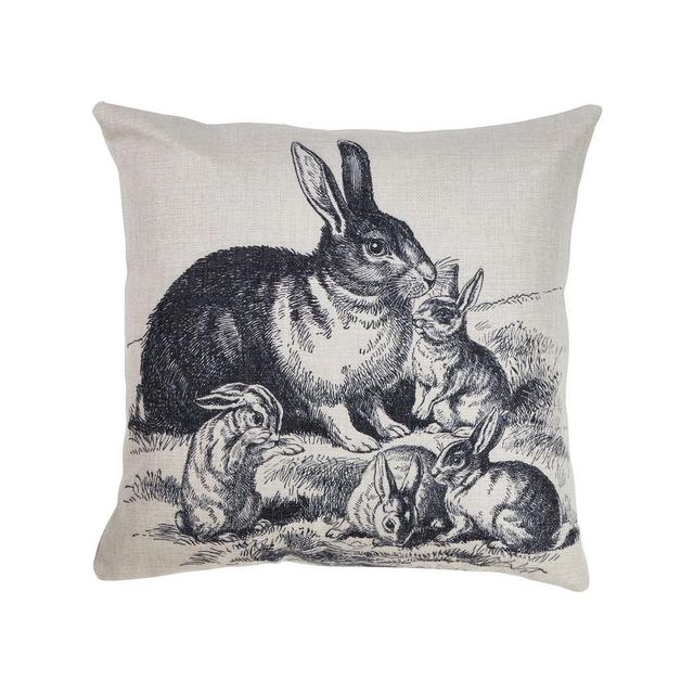 Saro Lifestyle Rabbits Throw Pillow, 18" x 18"