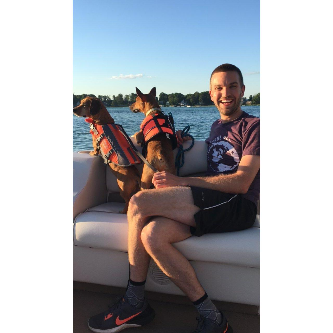 Cooper, Ike and Daniel love boat rides!