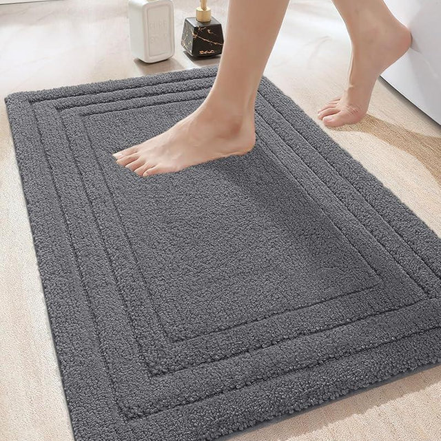 DEXI Bathroom Rug Mat, Ultra Soft Absorbent Bath Mats for Bathroom, Shower Floor Bathmat Non Slip, Washable Bath Rugs Carpet for Tub, Sink, 36"x24", Dark Grey