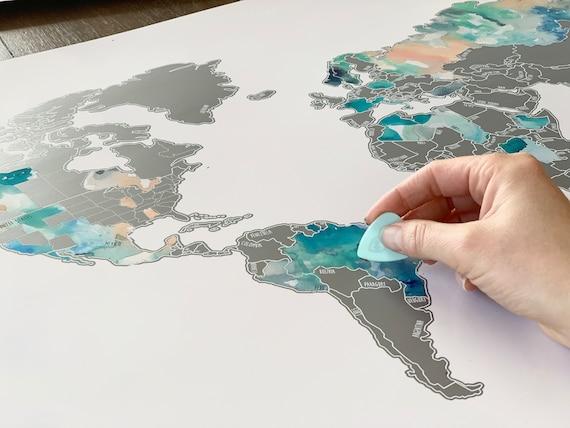 World Scratch Off Map w/ state outlines- World Map Poster - Travel Map - Easter